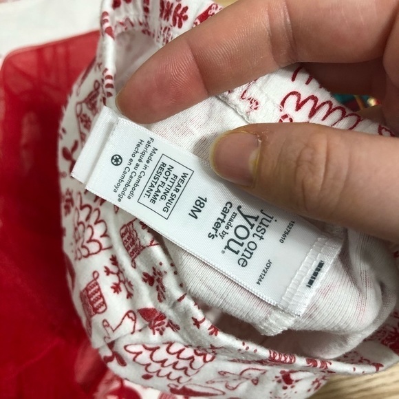 18 Month Christmas Bundle Pajamas Outfit Old Navy Plaid White Red Green Girls - Picture 5 of 11